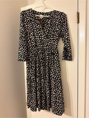 Kaileigh Black Dress with Light Pink Abstract Floral Print